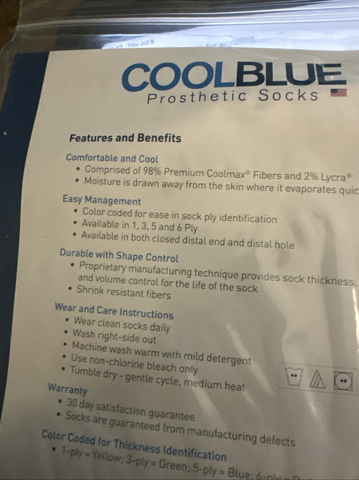 Cool Blue 3-ply Size 1, 2 Length 10-14 Sewn Hole Green Band