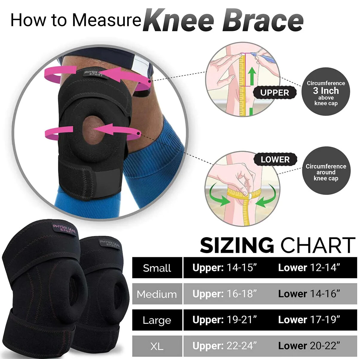 knee brace support Physix Gear patella support choose size