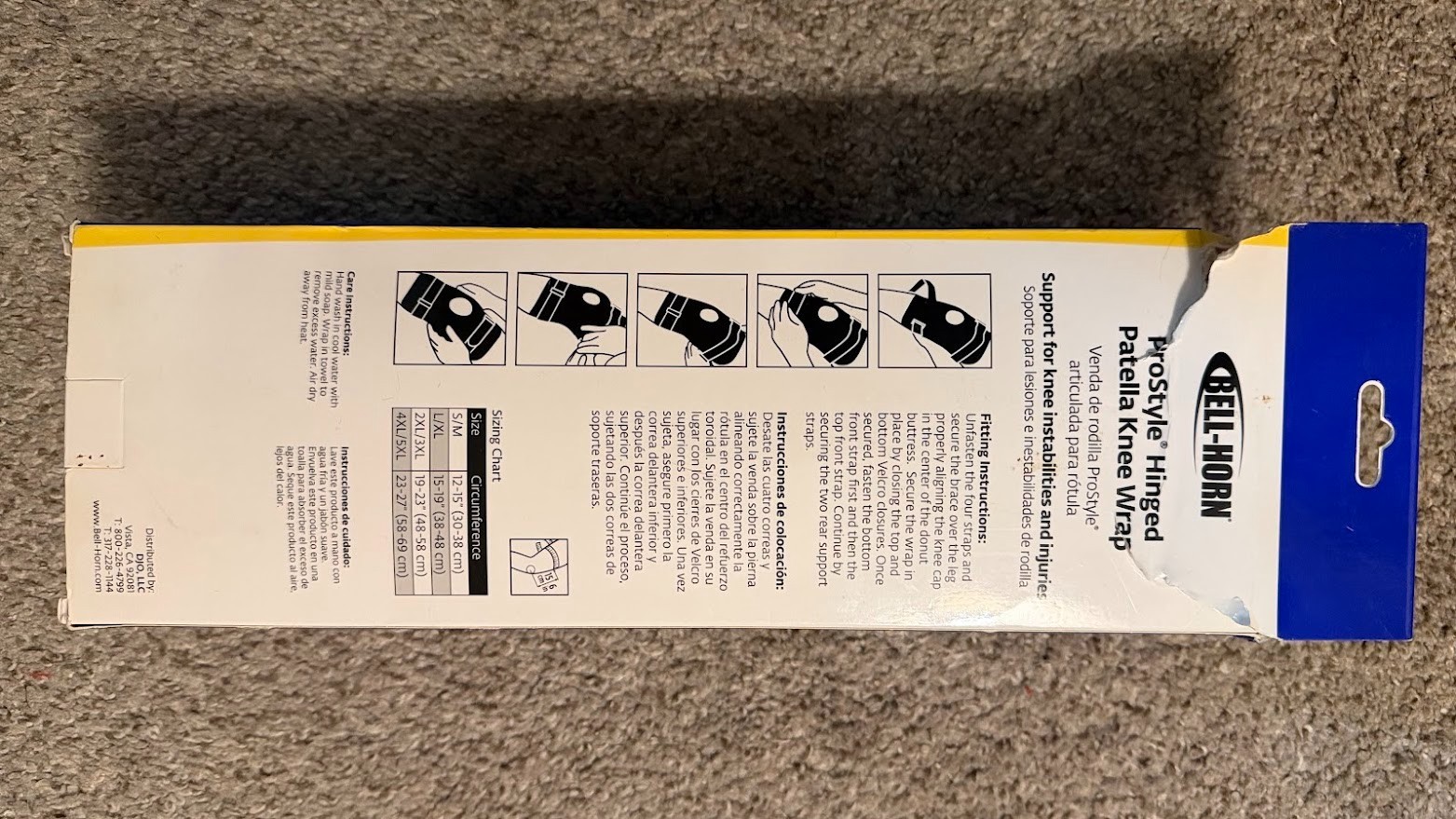 Bell Horn DJO Pro-Style EZ Fit Hinged Knee Wrap 4X-5XTreats ACL, LCL, MCL, PCL s