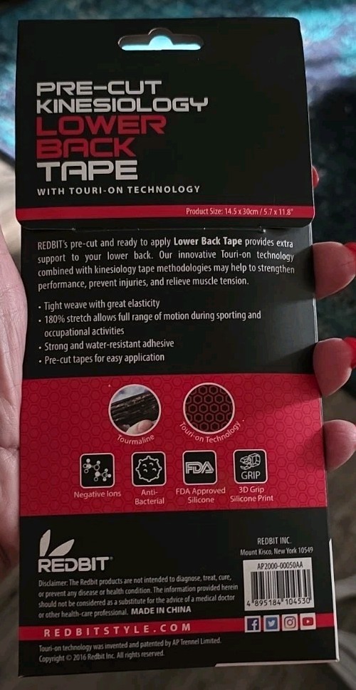 Redbit Pre-Cut Kinesiology Technology Back Tape Set Of 2 In Box Nwt