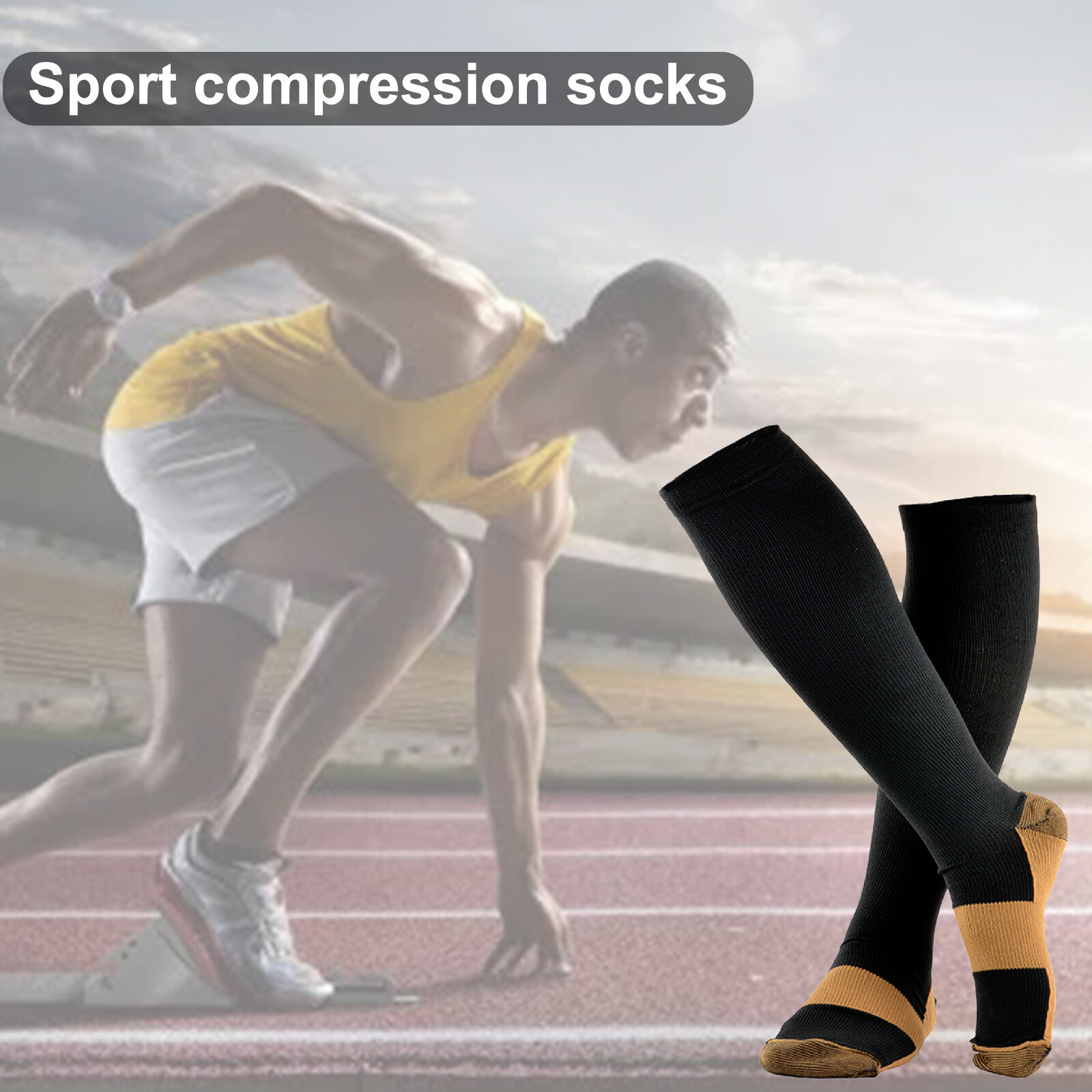 5 Pairs Copper Compression Socks 20-30mmHg Graduated Support Mens Womens S/M-XXL
