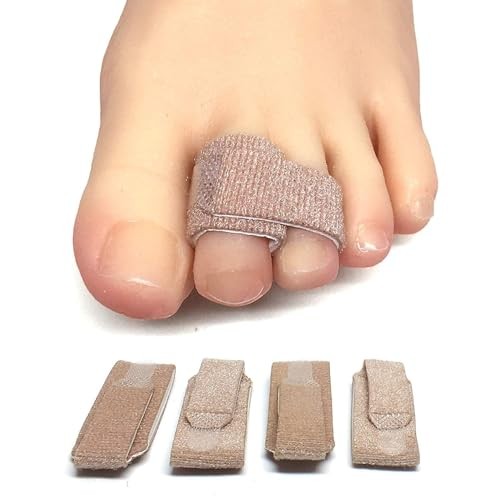 ZenToes Hammer Toe Corrector Fabric Toe Splint Cushioned Buddy Wraps 4 Count Bei