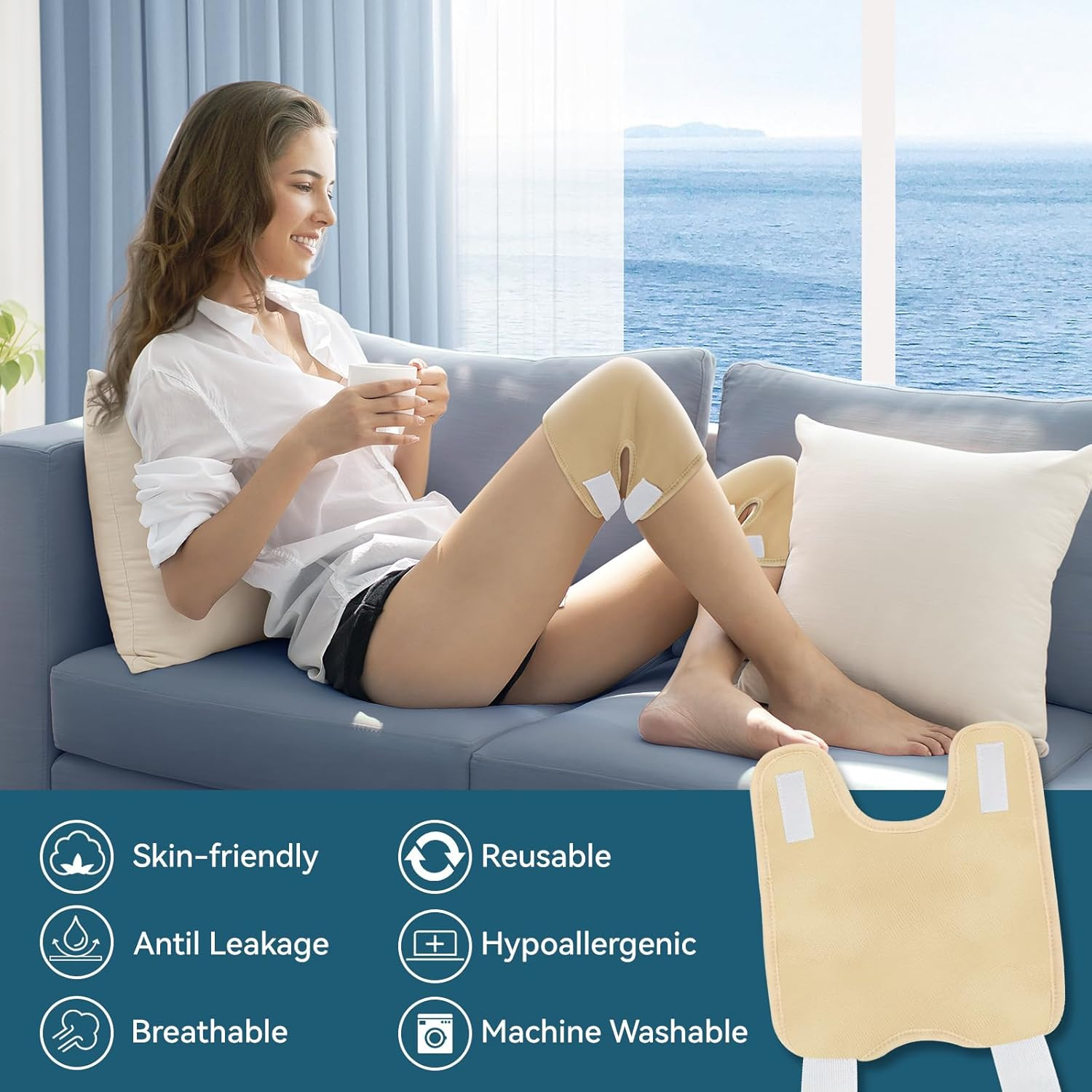 Upgraded Castor Oil Pack Wrap – Larger Knee Size for Men & Women, Organic Cotton
