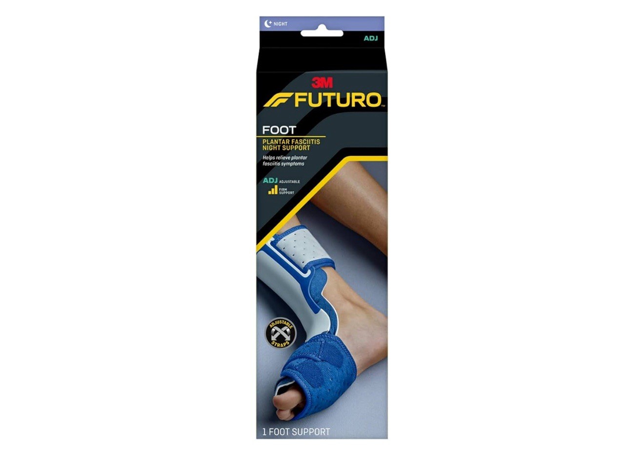 Futuro Night Plantar Fasciitis Sleep Support Navy Gray Adjustable (fits 8″-15″)