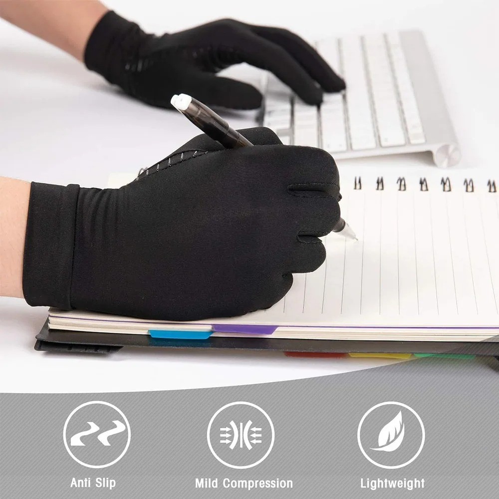 1 Pair Copper Compression Gloves Full Finger Arthritis Support Hand Pain Relief