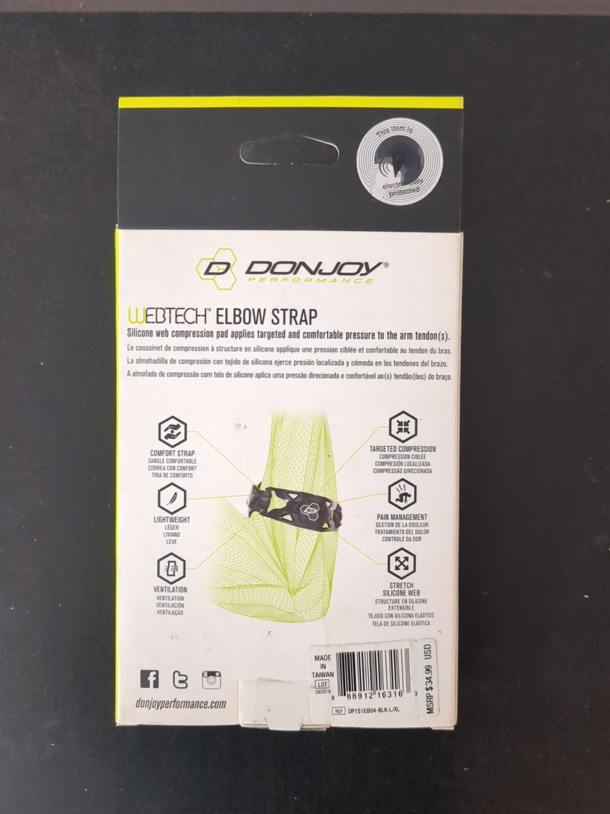 New DonJoy Performance Webtech Elbow Strap Black size S/M