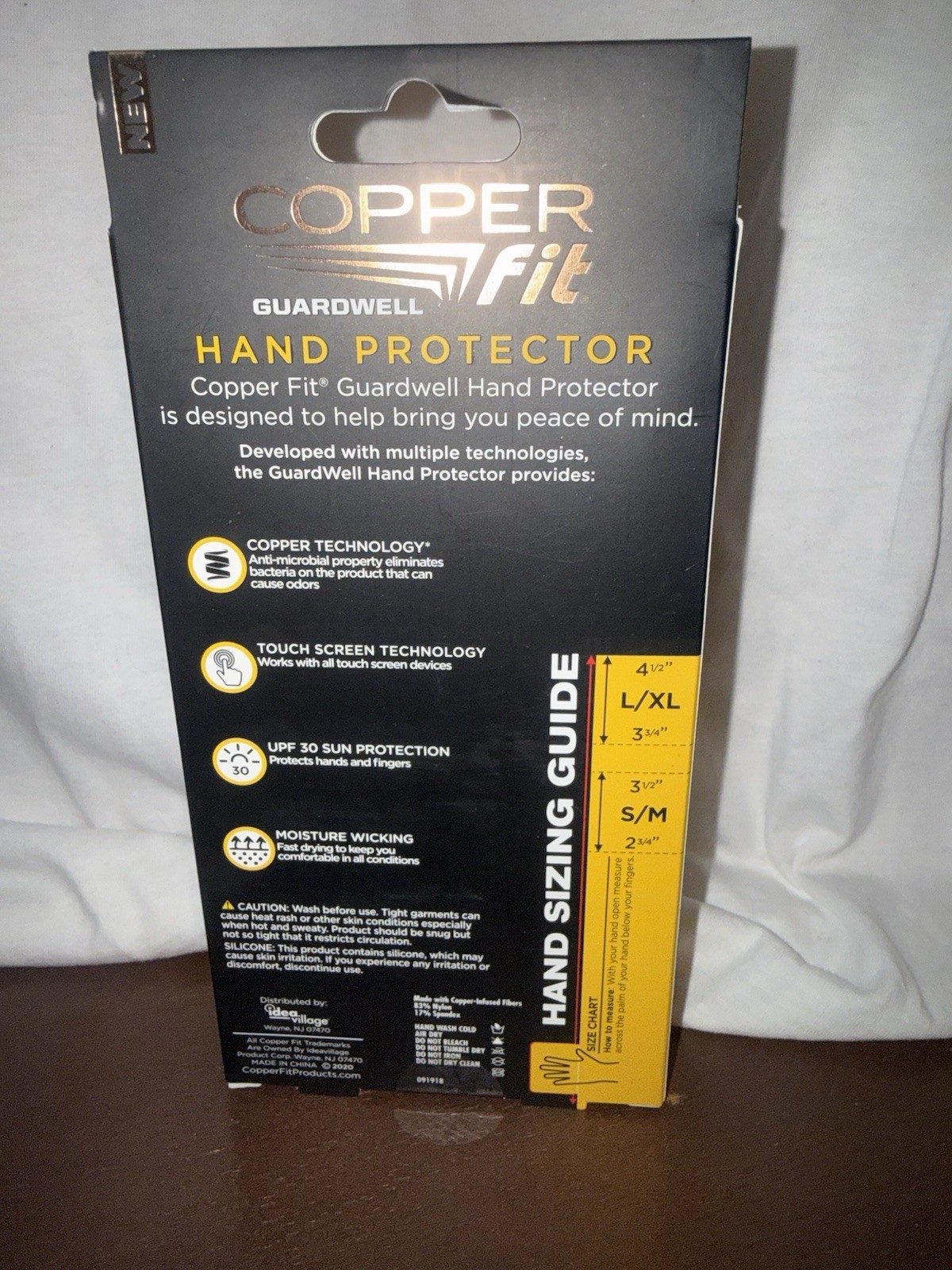 Copper Fit Guardwell Hand Protector Gloves,Unisex, Size L/XL- Black