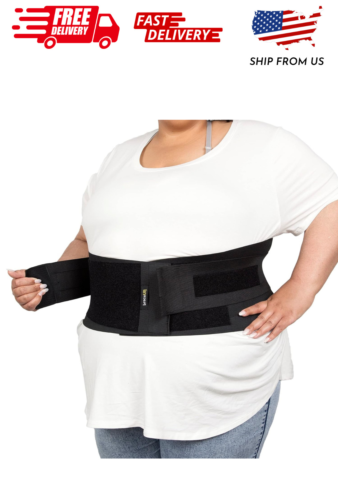 BraceUP Plus Size Back Brace for Woman and Man – 3XL to 5XL Extra Large Lower Ba