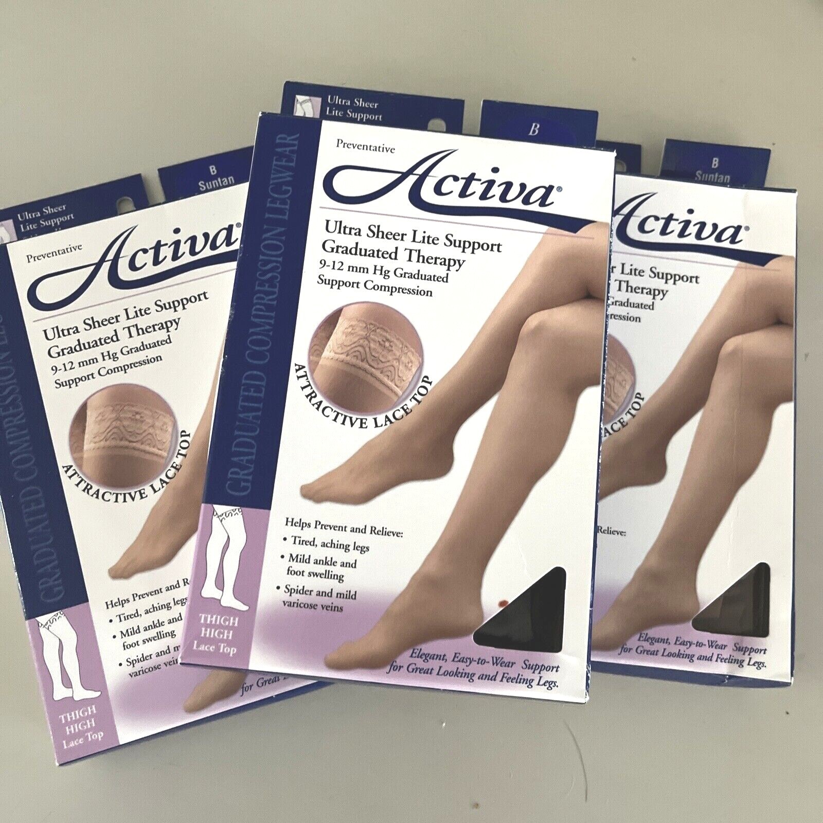 Activa Thigh High Lace Top Ultra Sheer Lite Support 9-12 mm Graduated Therapy