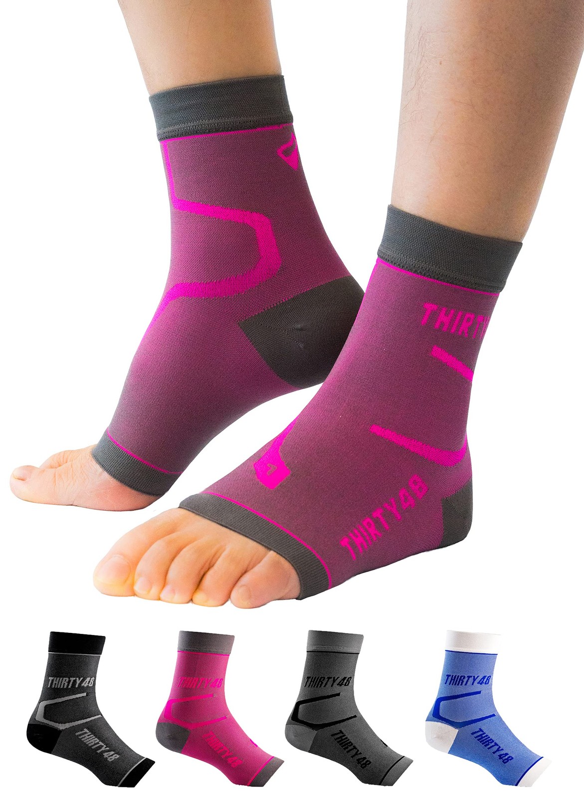 Thirty48 Plantar Fasciitis Compression Socks(1 or 2 Pairs), 20-30 mmHg Foot C…