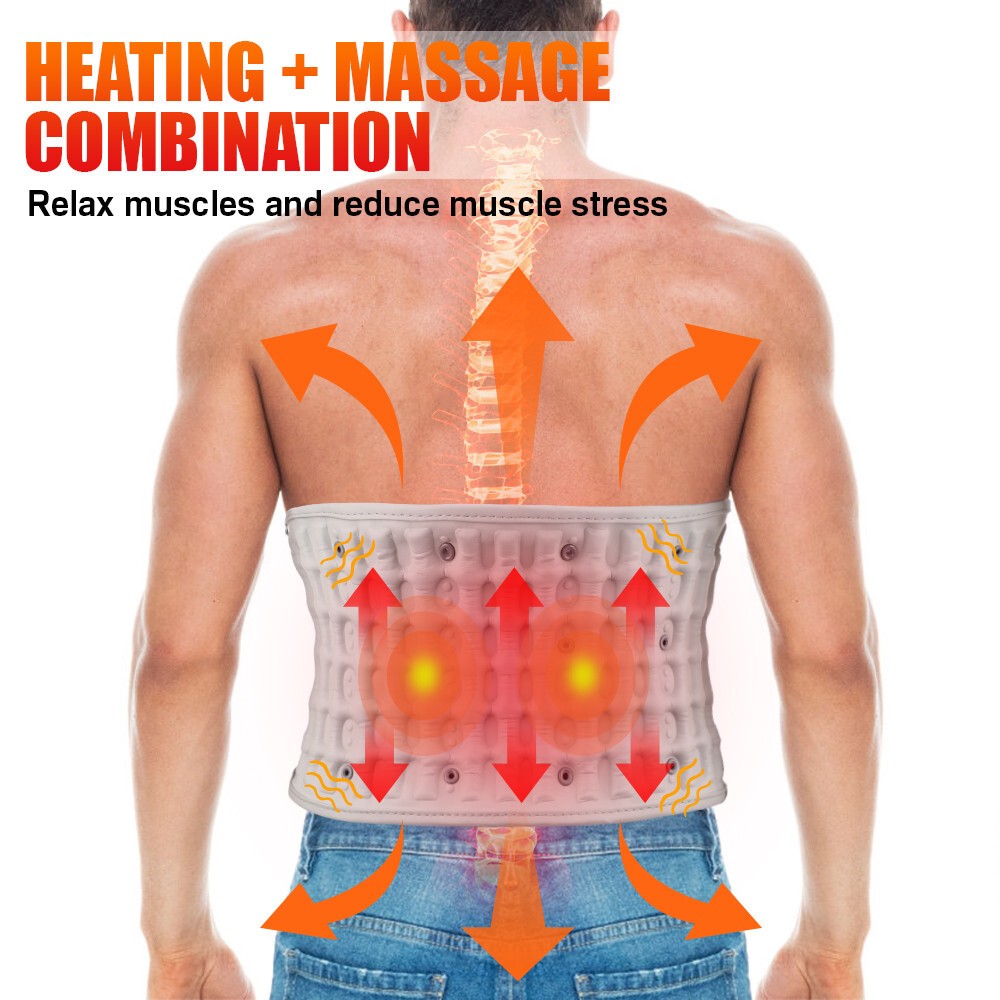 Red Light Heating Decompression Back Belt Massage Pain Relief Lower Back Lumbar