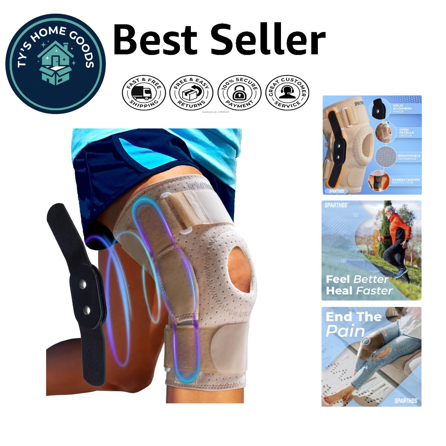 Adjustable Knee Brace with Hinged Stabilizers for Sports & Injury Recovery – XXL