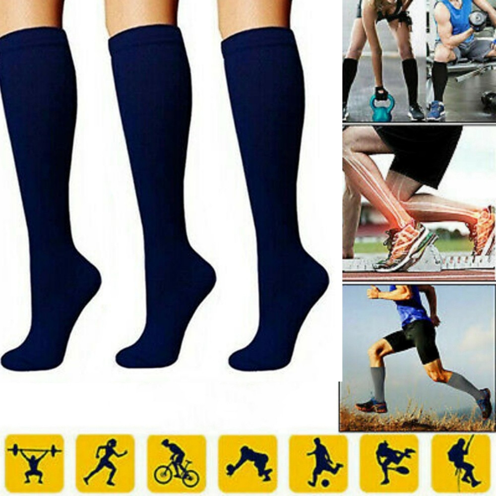 3 Pairs Copper Compression Socks 15-20mmHg Graduated Support Men’s Women’s S-XL
