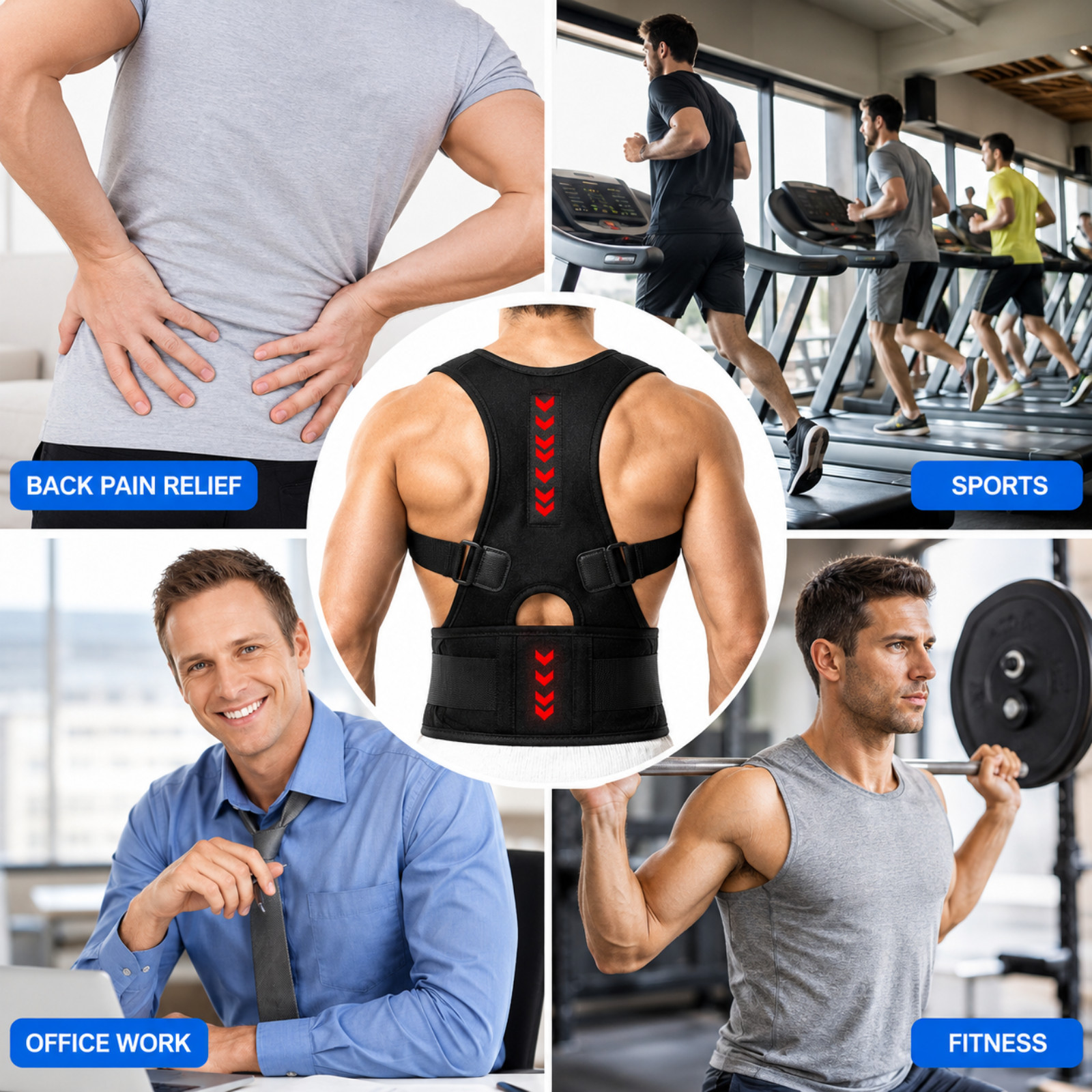 Posture Corrector Support Magnetic Back Shoulder Brace Belt Band For Men Women