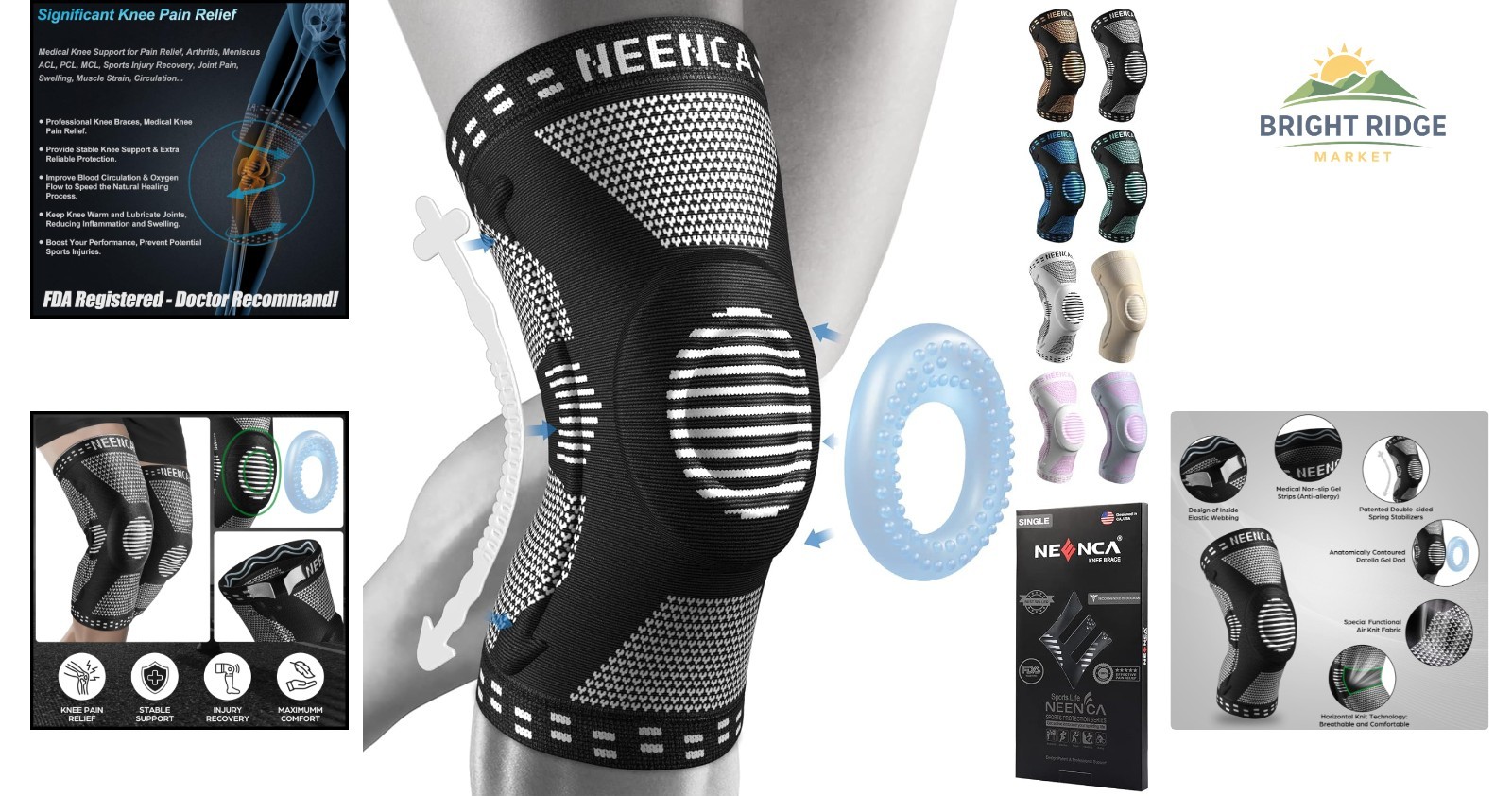 Supportive Knee Sleeve with Stabilizers for Running, Weightlifting, and Fitness