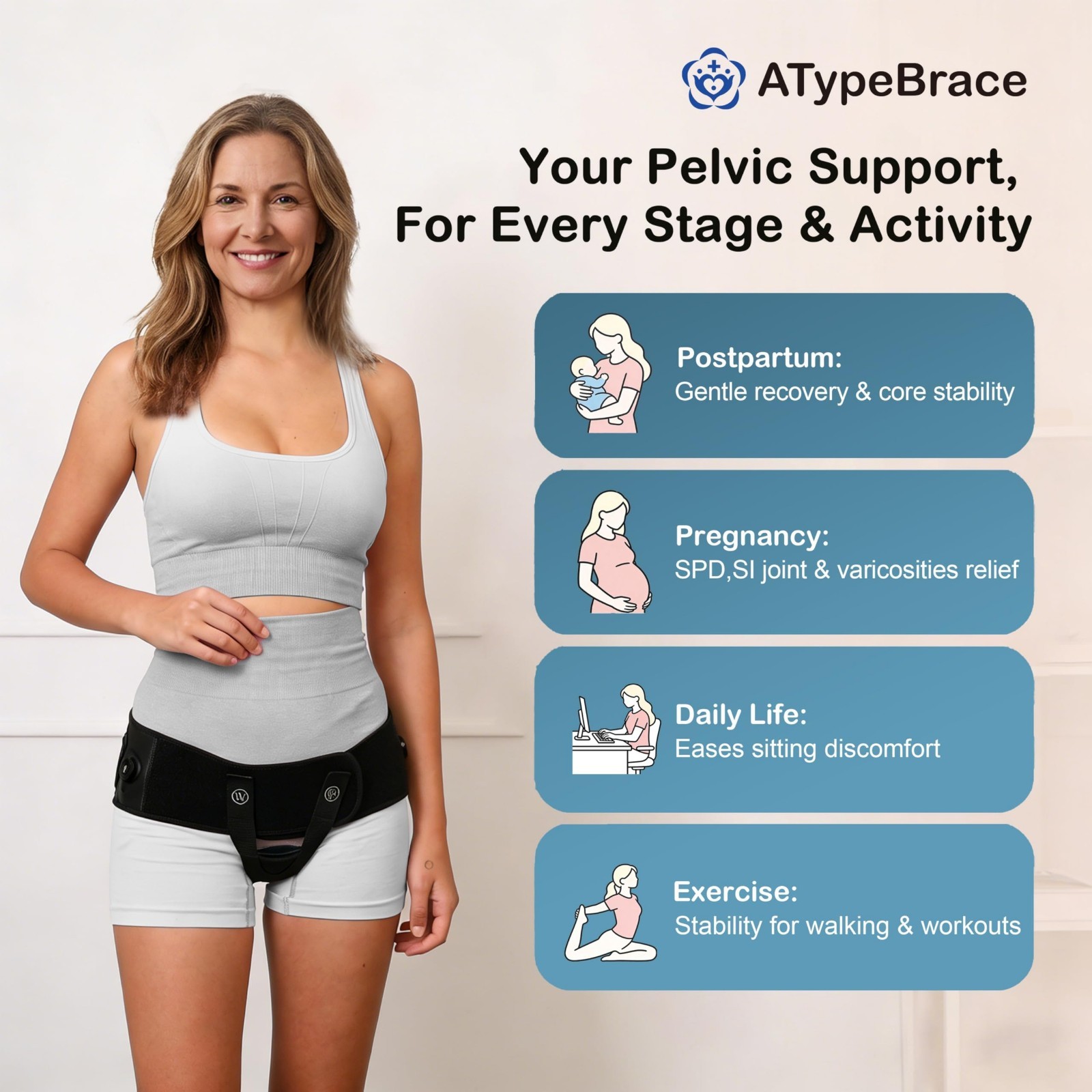 Pregnancy & Postpartum Pelvic Support Belt | Prolapse Relief, Gel Pack Included,