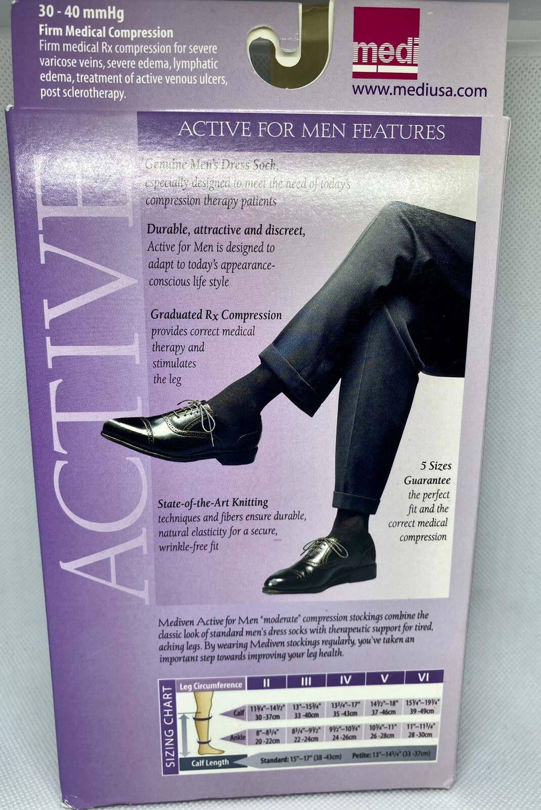 Mediven Active Compression Socks 30-40 mmHg – Black NIB