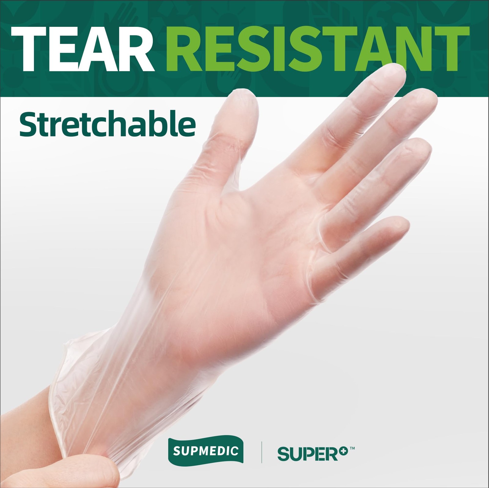 Supmedic Vinyl Disposable Exam Gloves, Clear 4 Mil Large, 100 Large (Clear)