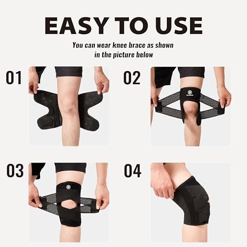 Knee Brace with Side Stabilizers for Knee Pain, Adjustable Knee Support for Meni