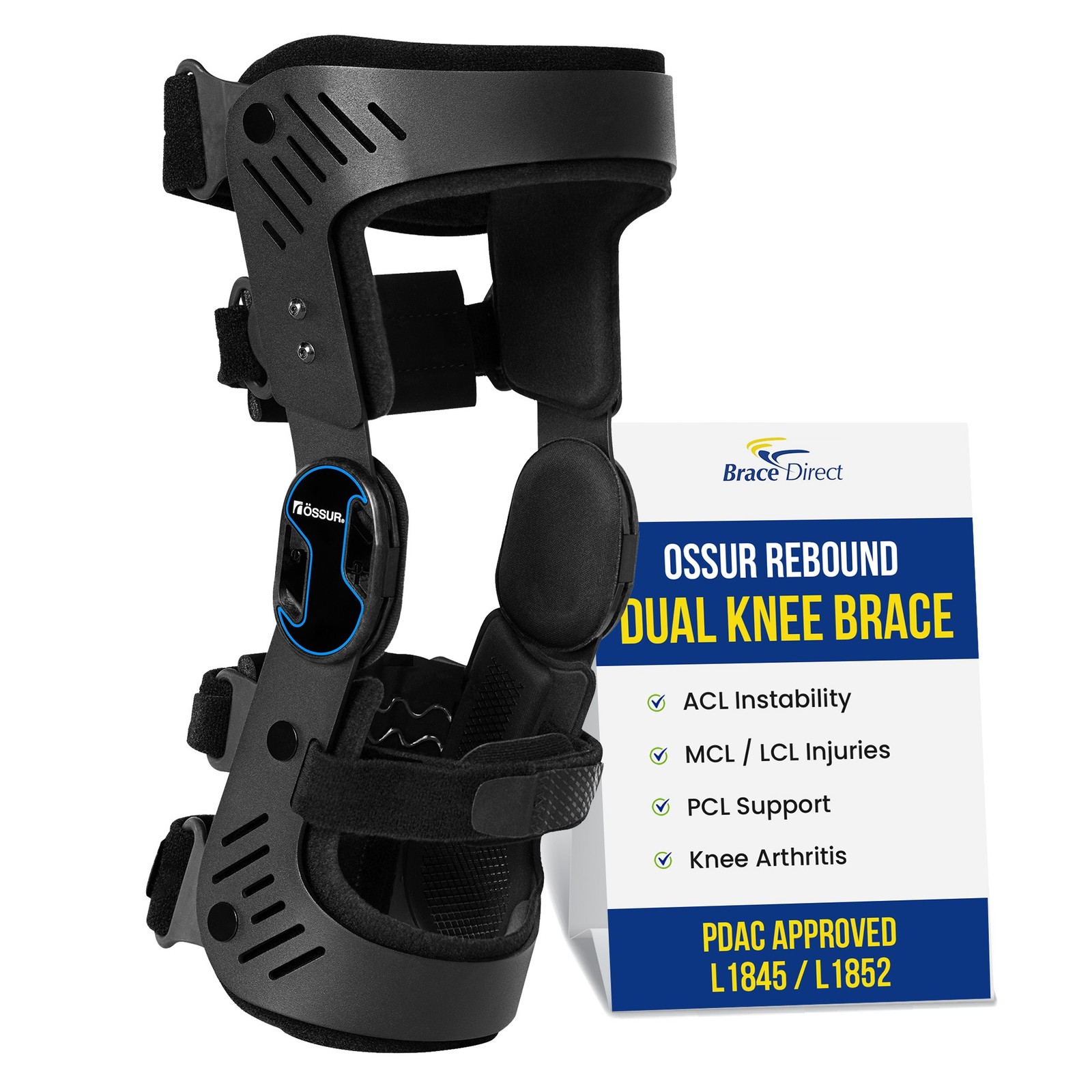 Ossur Rebound Dual Knee Brace For Acl, Mcl & Pcl Support – Professional Aluminum