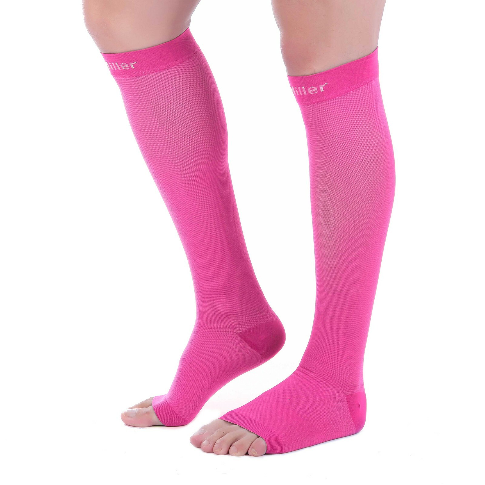 Doc Miller Open Toe Compression Socks 15-20 mmHg Recovery Varicose Veins PINK