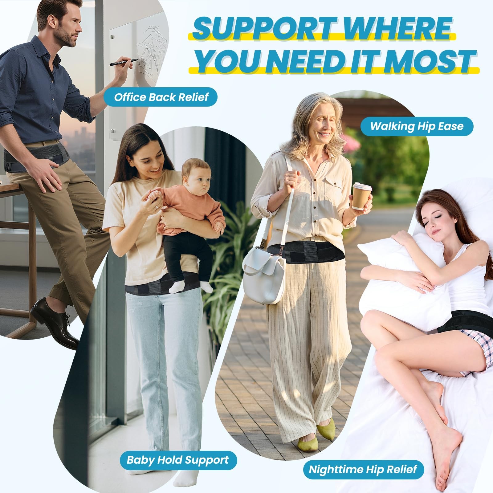 TASZOOS Sacroiliac Belt for Women & Men – Adjustable Hip Multi-Size, Beige