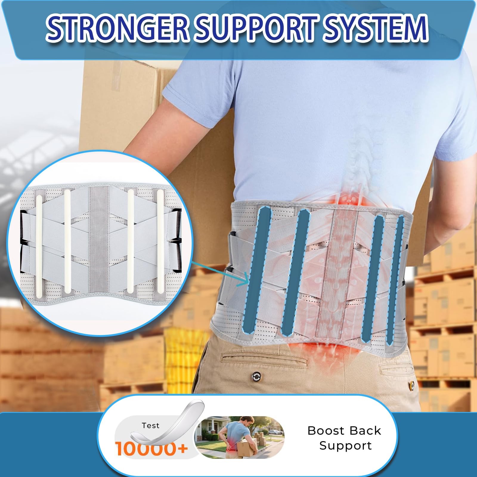Buteoutzzl Back Brace for Lower Pain Relief with Bionic Large, Gray