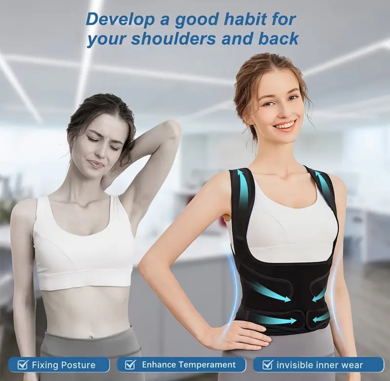 Hurmoya Back Brace Posture Corrector Lower and Upper Back Pain Relief