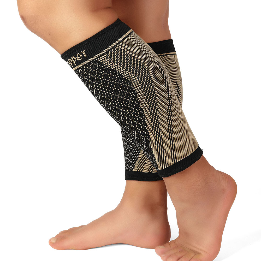 COPPER Calf Compression Sleeve Running Leg Support Brace Sport Shin Splint Socks