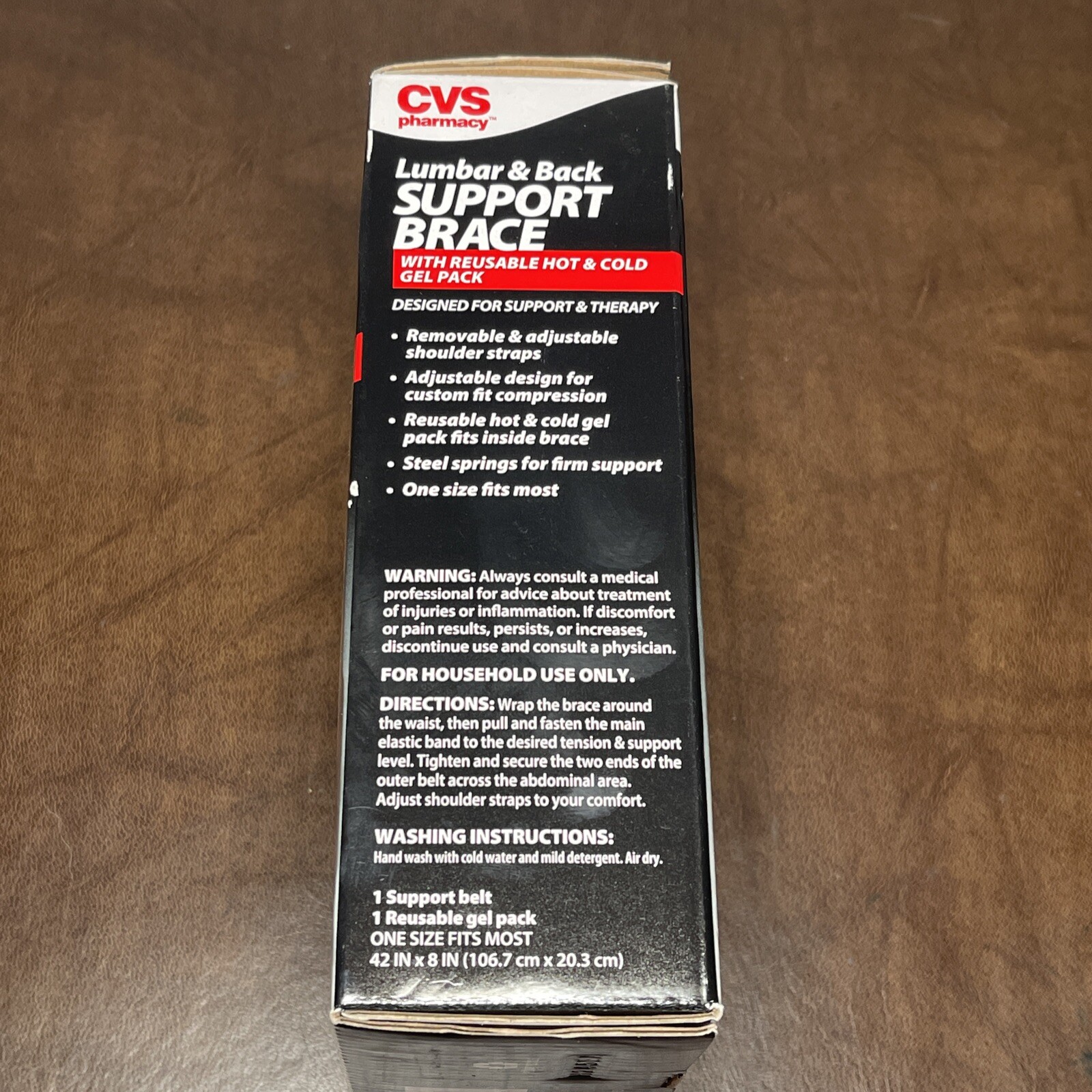 NEW CVS Lumbar And Back Support Brace w/ Reusable Hot & Cold Gel Pack – One Size