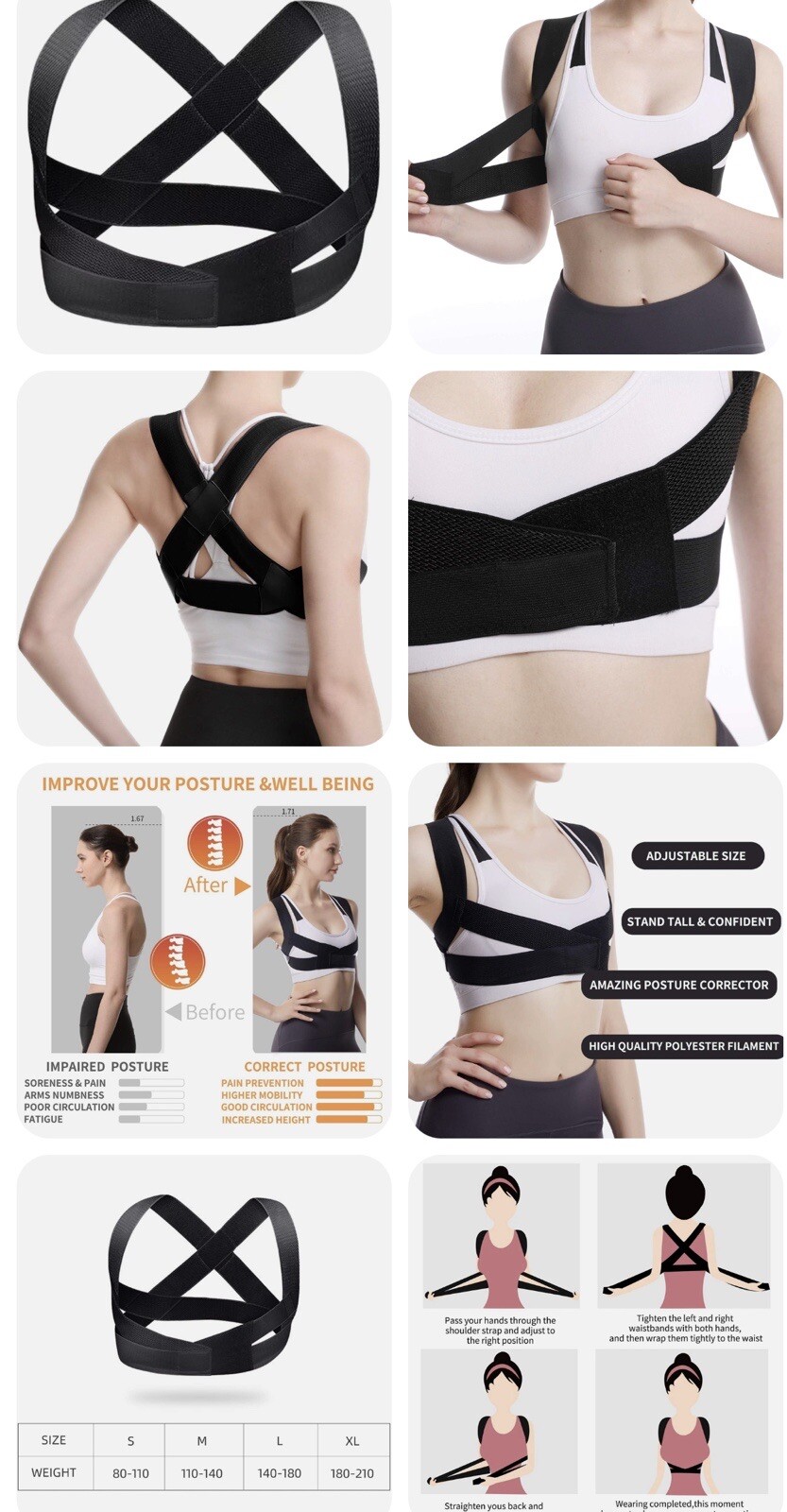 Back Straightener Brace Posture Corrector for Adult/Kids Slouching Clavicle SuR1