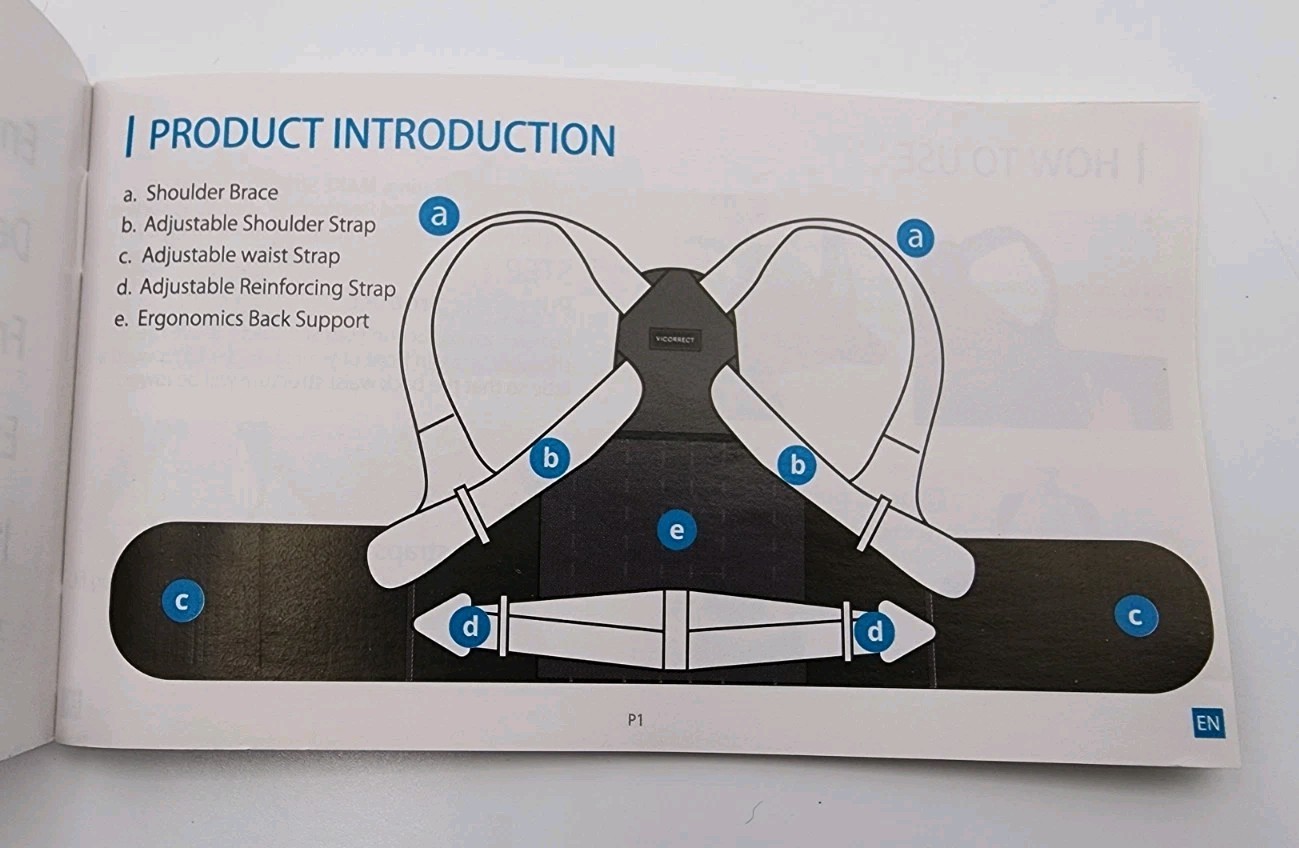 Vicorrect Unisex Small Black Adjustable Posture Corrector And Back Brace Belt