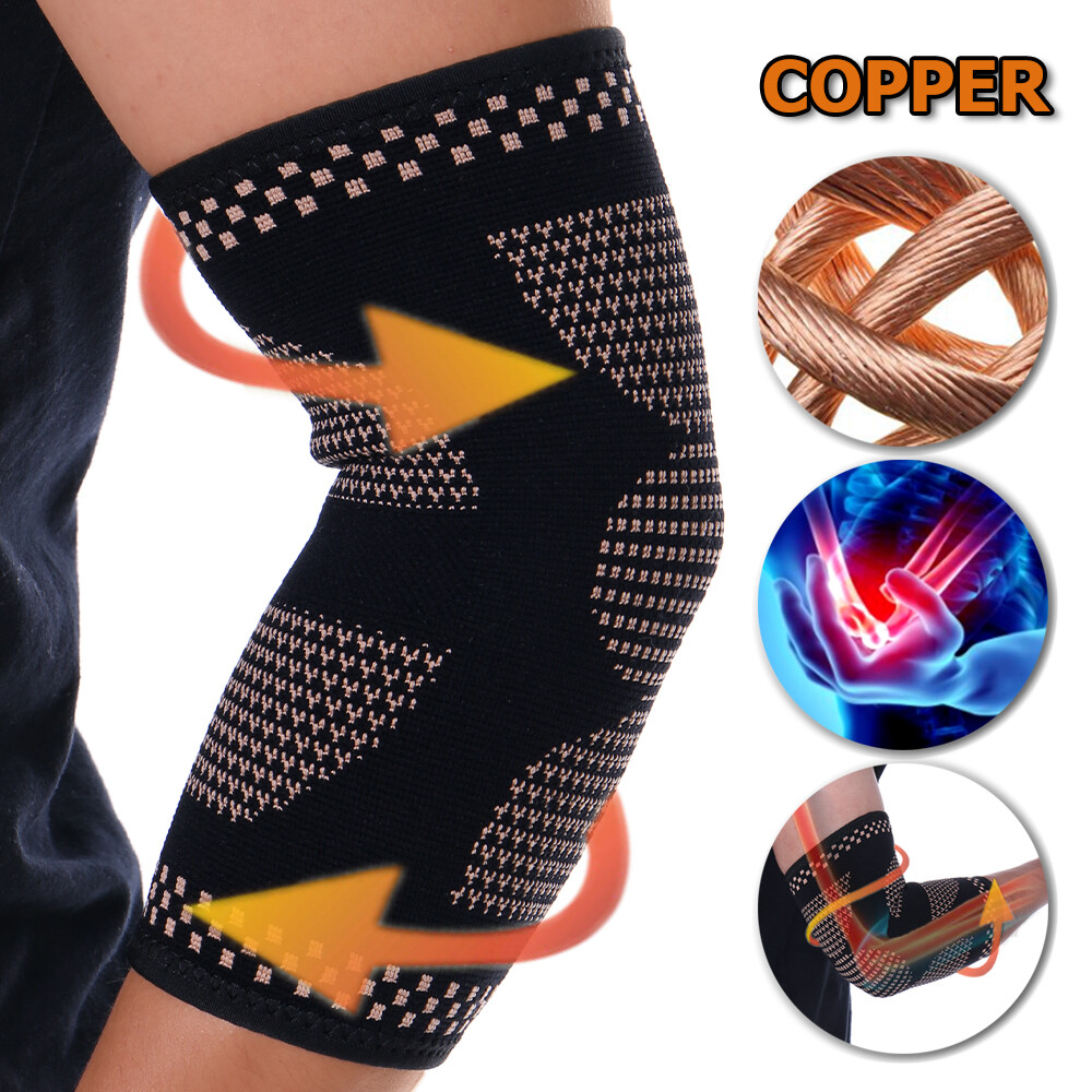 Women Men Copper Tennis Elbow Pad Arm Brace Support Compression Sleeve Arthritis