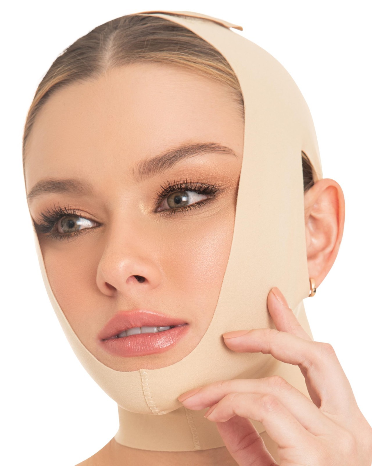 Face Slimming Chin Strap Compression Garment for Post-Surgery Recovery – Beige X