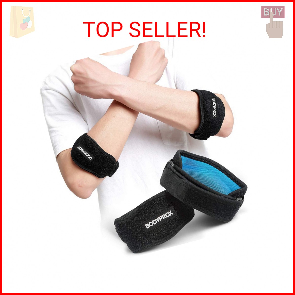 Bodyprox Elbow Brace 2 Pack for Tennis & Golfer’s Elbow Pain Relief