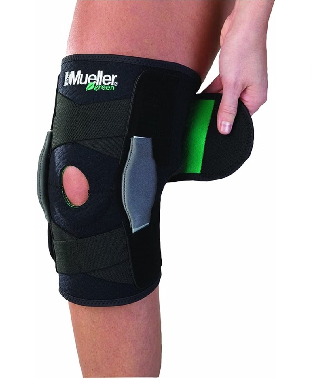 Mueller Self-Adjusting Hinged Knee Brace Adjustable One Size Black FDA