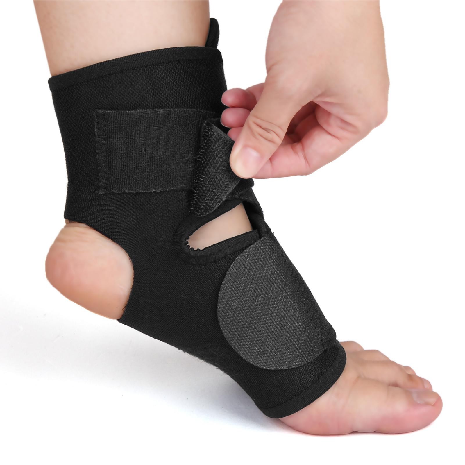 Unique ankle foot support hook closure ring protection winding