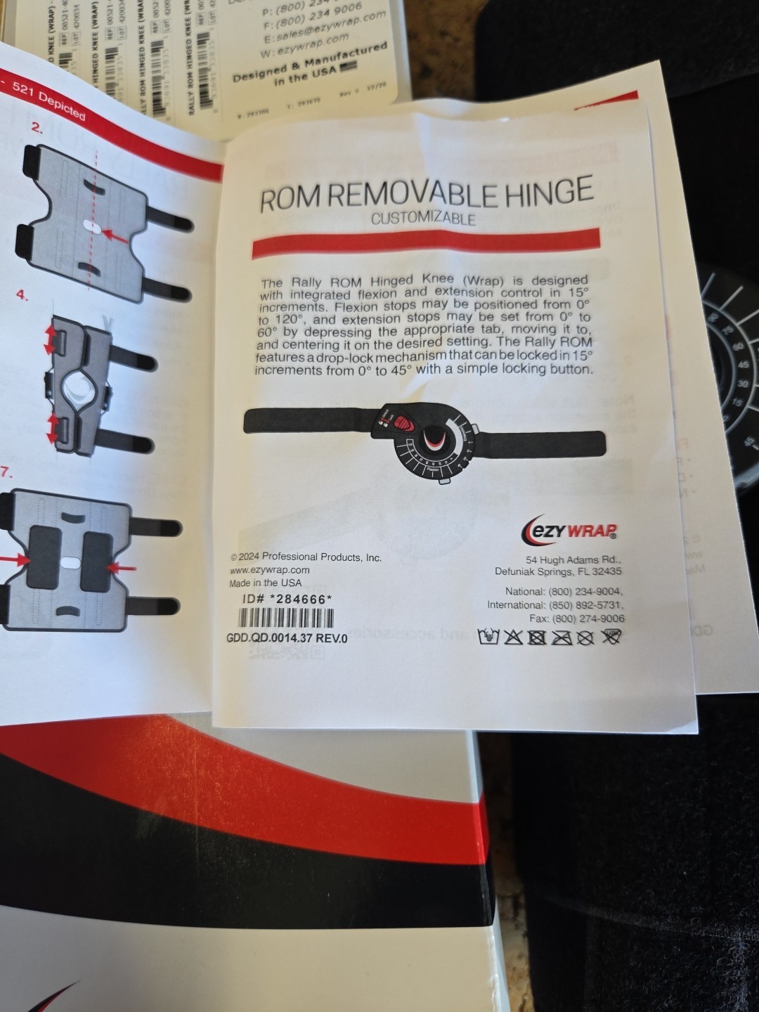 EzyWrap Rally ROM Hinged Knee Brace, Left or Right Knee L Short