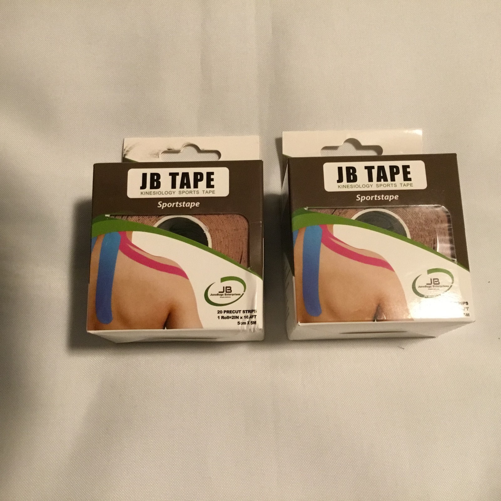 JB Tape Kinesiology Sports Tape 20 Precut Strips 2 Rolls 2″ x 16.4 FT Elastic