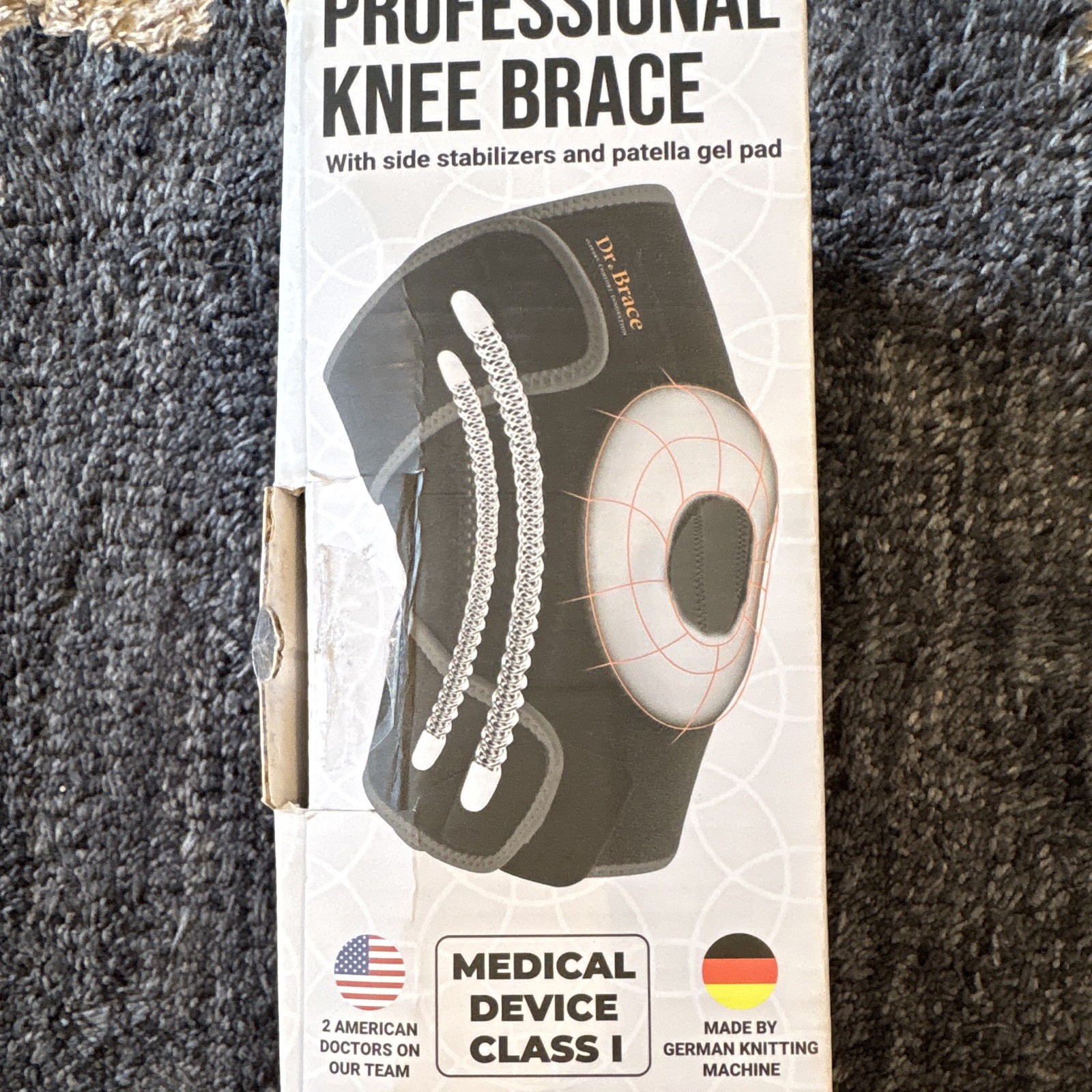 Dr. Brace Professional Knee Brace L Side Stabilizers Patella Gel Pad Non-Slip