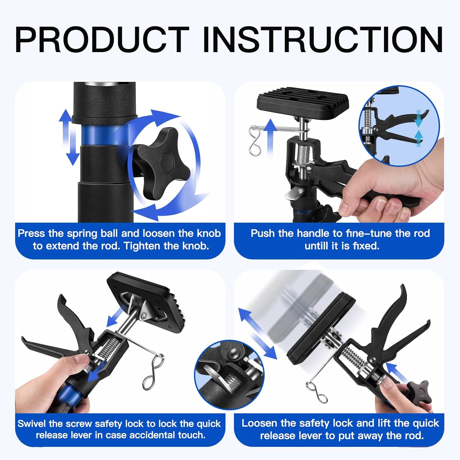 4PK Support Pole,Steel Telescopic Quick Adjustable 3Rd Hand Support System, Supp