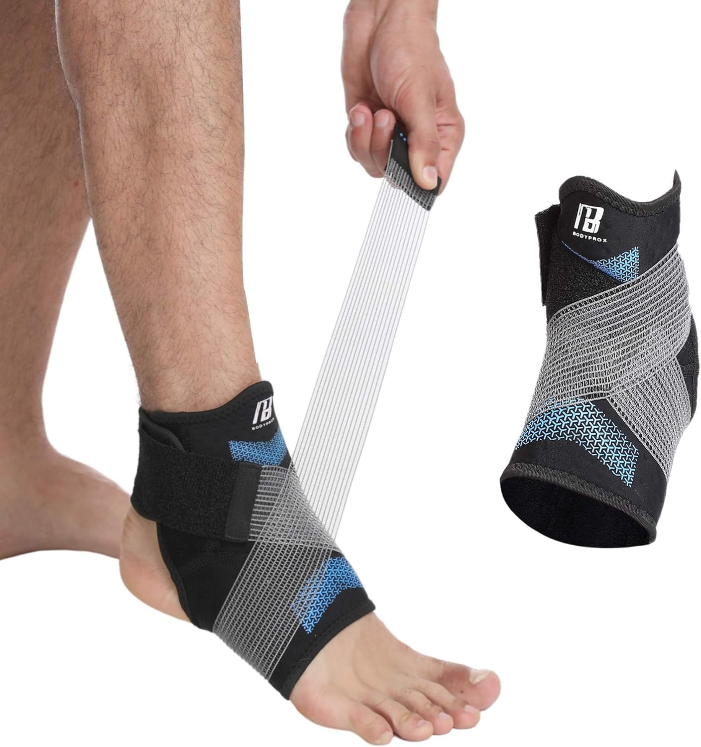 Ankle Compression Sleeve with Adjustable Strap, Mesh Open-Heel Support All Sizes