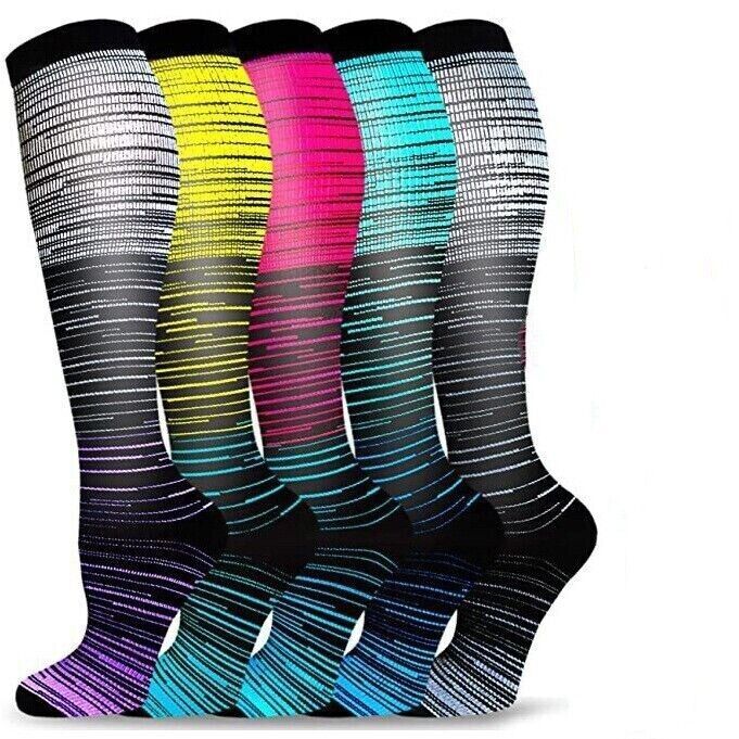 5Pairs Compression Socks Stocking Knee High Graduated Support Women Men S/M-L/XL