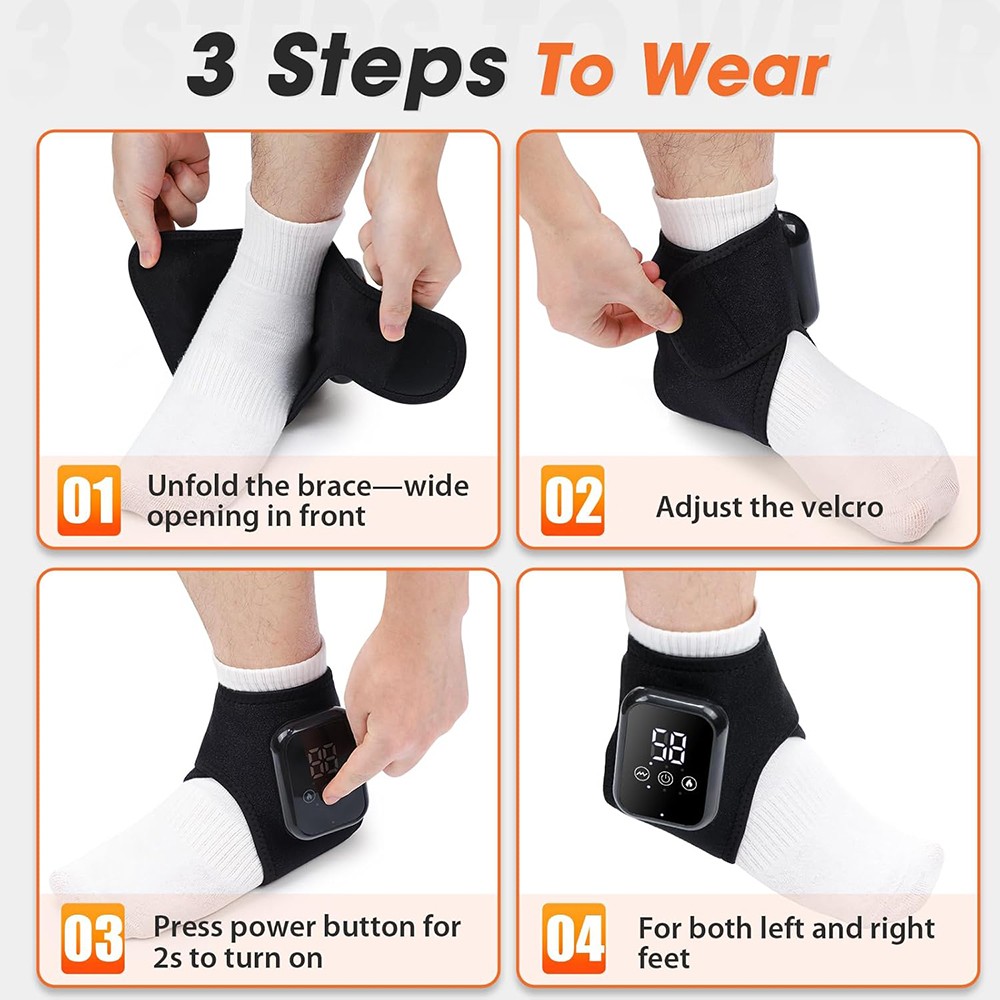 Pair Cordless Foot Ankle Massager Pain Relief with 3 Heat & 3 Vibration Modes