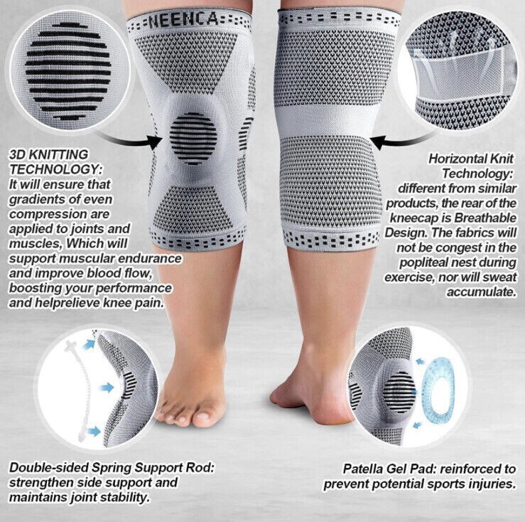 🔥 M 🔥 NEENCA Professional Plus Size Knee Brace, Grey
