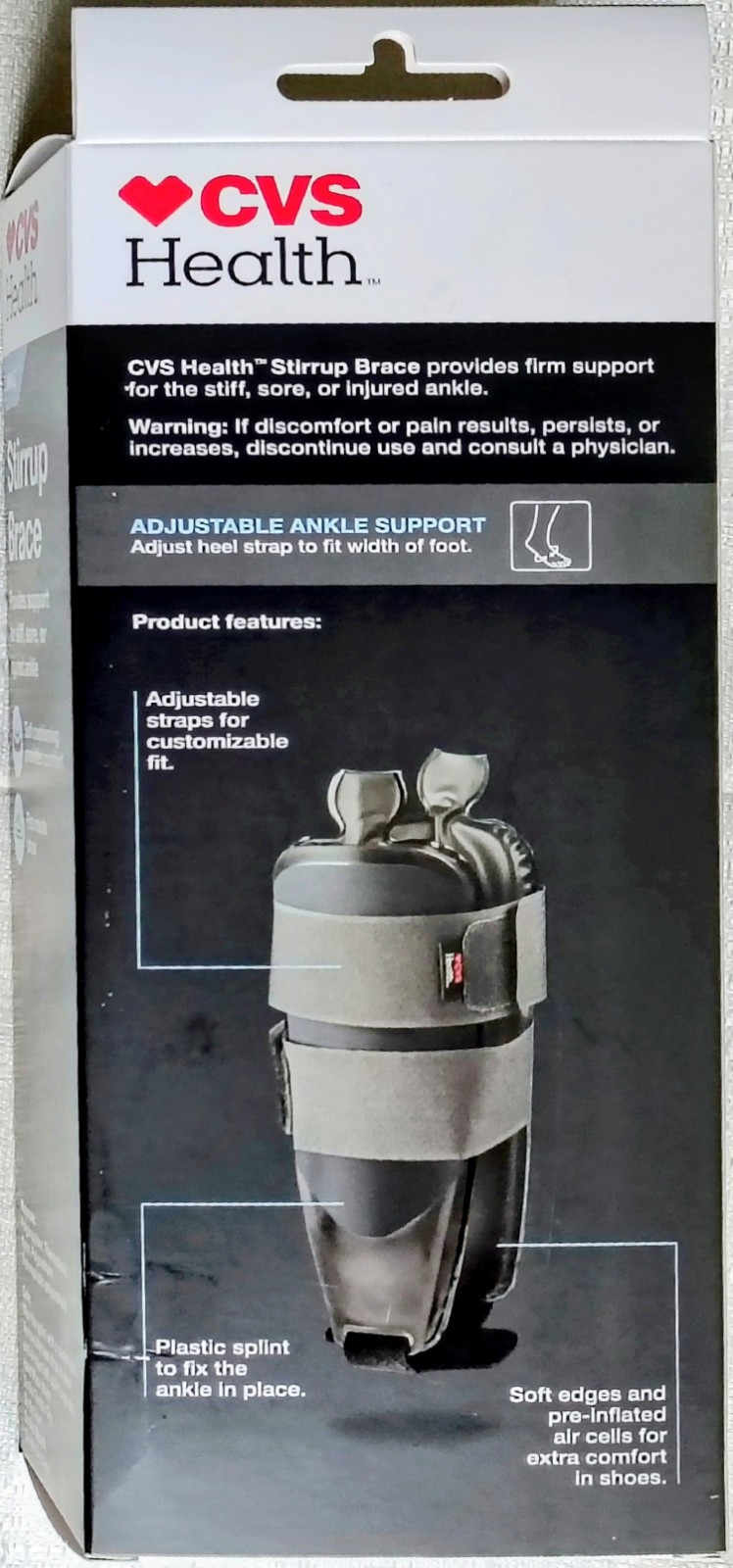 CVS Health Firm Support Ankle Stirrup Brace One Size 1 Ankle Support NIB #397671