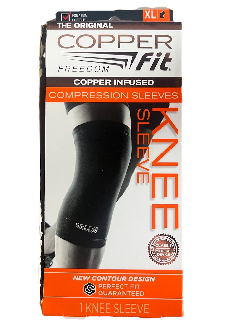 Copper Fit Freedom Copper Infused Compression Knee Sleeve – Size XL – Black