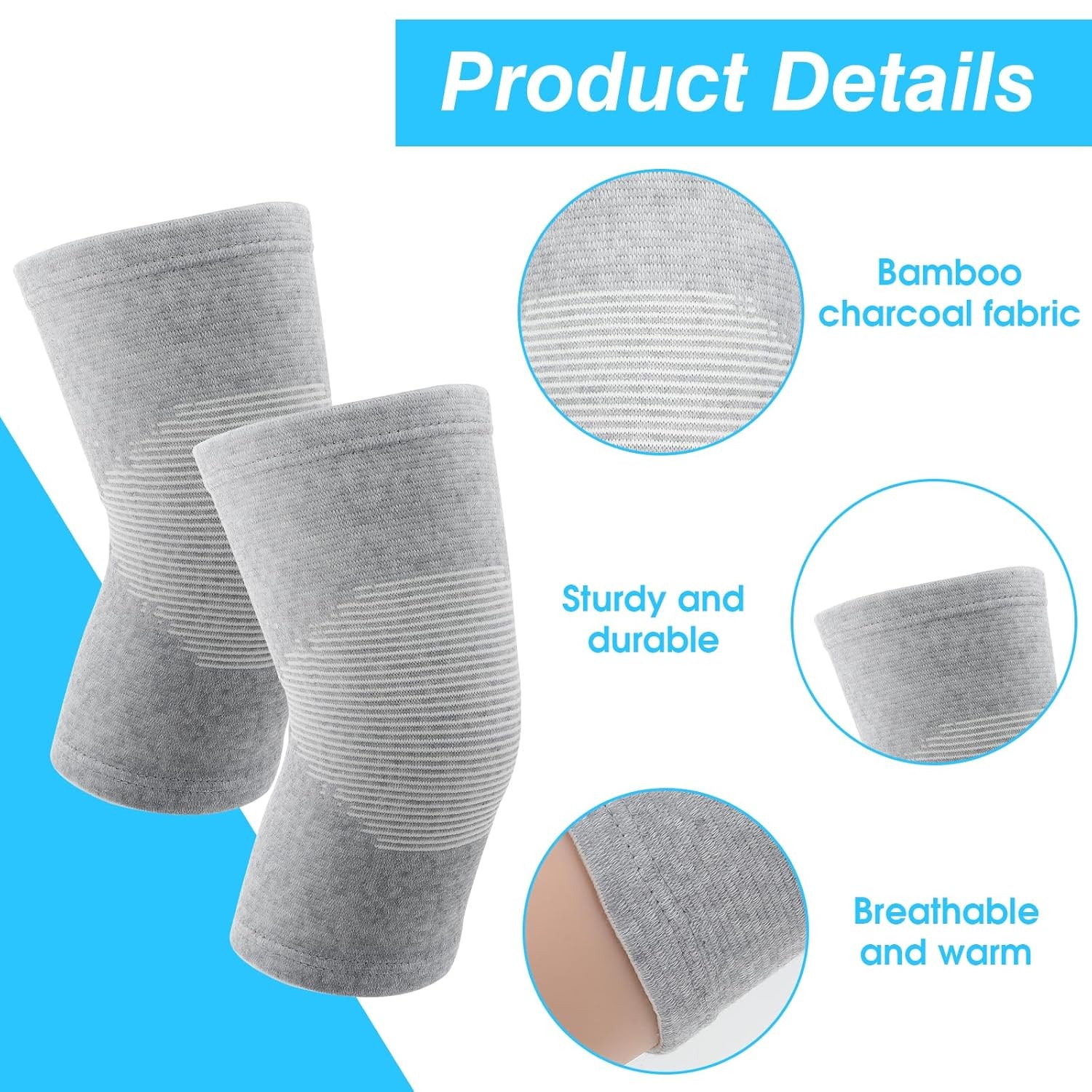 Bamboo Knee Sleeve, Elastic Compression Knee Brace Breathable Knees Pads Leg …