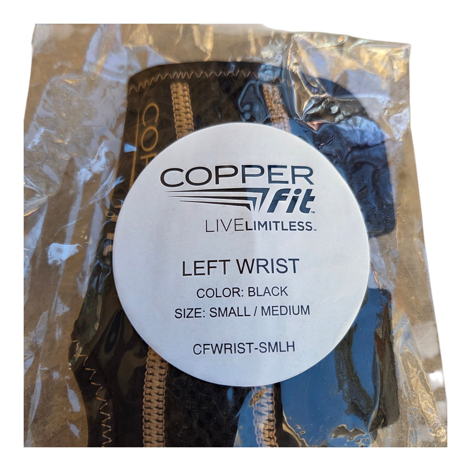 Copper Fit Rapid Relief Wrist Support Adjustable Compression S/M Left Hand NEW