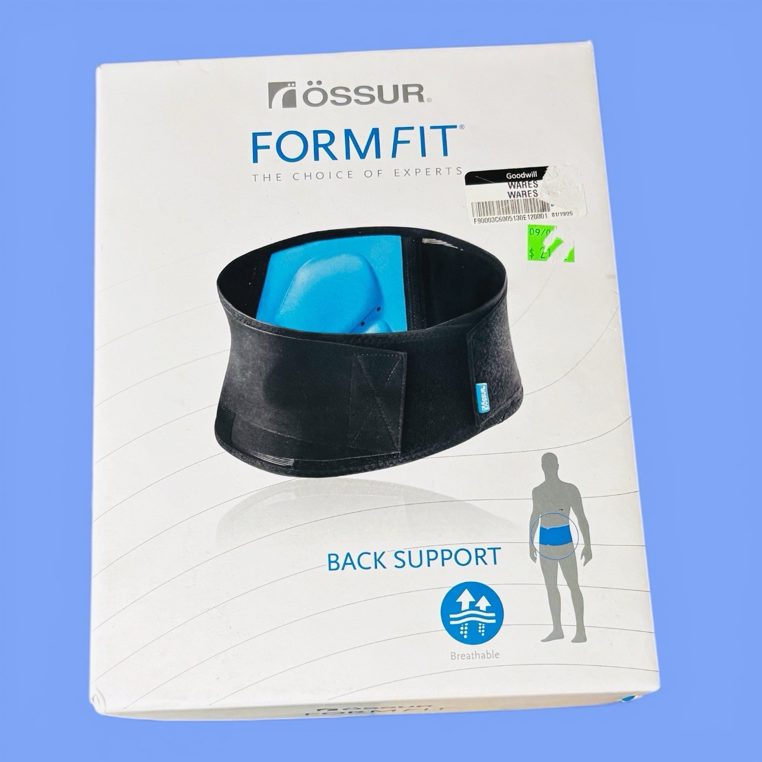 Form fit Back Support Brace with Air Compression System XXXL black and blue
